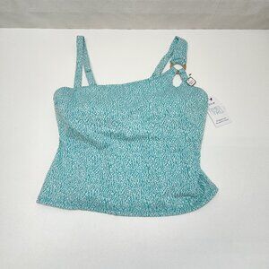 Time And Tru One-Shoulder Cutout Tankini Top Swimsuit Women's Size 1X (16W-18W)